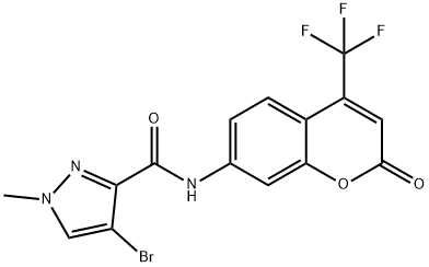 4-bromo-1-methyl-N-[2-oxo-4-(trifluoromethyl)-2H-chromen-7-yl]-1H-pyrazole-3-carboxamide Struktur