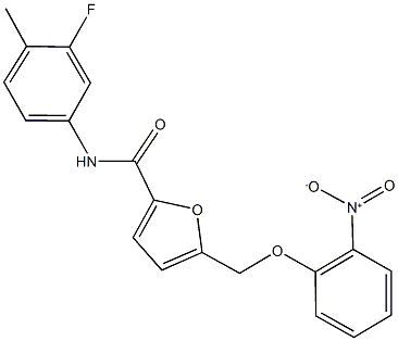 N-(3-fluoro-4-methylphenyl)-5-({2-nitrophenoxy}methyl)-2-furamide Struktur