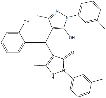 4-[[5-hydroxy-3-methyl-1-(3-methylphenyl)-1H-pyrazol-4-yl](2-hydroxyphenyl)methyl]-5-methyl-2-(3-methylphenyl)-1,2-dihydro-3H-pyrazol-3-one Struktur