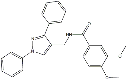 N-[(1,3-diphenyl-1H-pyrazol-4-yl)methyl]-3,4-dimethoxybenzamide Struktur