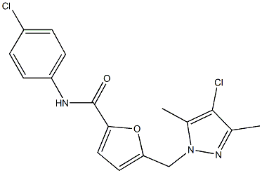 5-[(4-chloro-3,5-dimethyl-1H-pyrazol-1-yl)methyl]-N-(4-chlorophenyl)-2-furamide Struktur