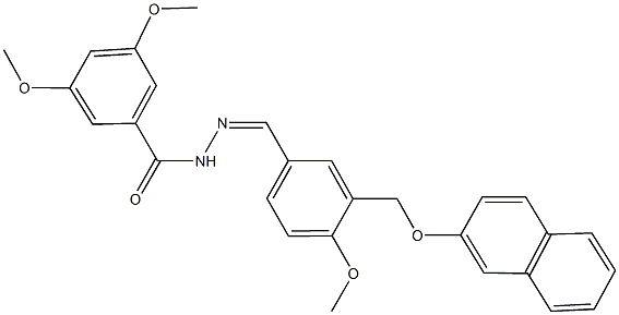 3,5-dimethoxy-N'-{4-methoxy-3-[(2-naphthyloxy)methyl]benzylidene}benzohydrazide Struktur