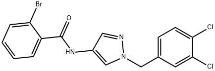 2-bromo-N-[1-(3,4-dichlorobenzyl)-1H-pyrazol-4-yl]benzamide Struktur