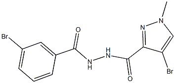 4-bromo-N'-(3-bromobenzoyl)-1-methyl-1H-pyrazole-3-carbohydrazide Struktur