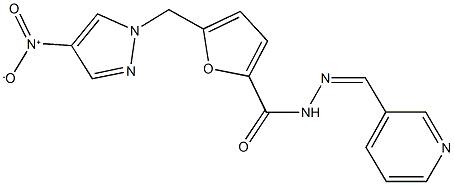 5-({4-nitro-1H-pyrazol-1-yl}methyl)-N'-(3-pyridinylmethylene)-2-furohydrazide Struktur