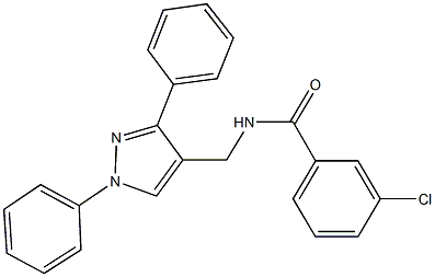 3-chloro-N-[(1,3-diphenyl-1H-pyrazol-4-yl)methyl]benzamide Struktur