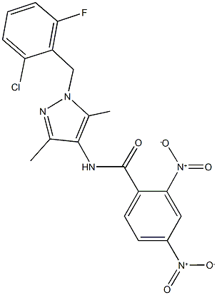 N-[1-(2-chloro-6-fluorobenzyl)-3,5-dimethyl-1H-pyrazol-4-yl]-2,4-dinitrobenzamide Struktur