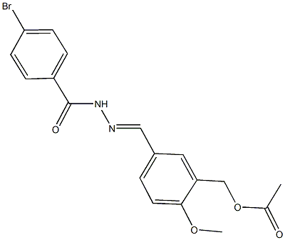 5-[2-(4-bromobenzoyl)carbohydrazonoyl]-2-methoxybenzyl acetate Struktur