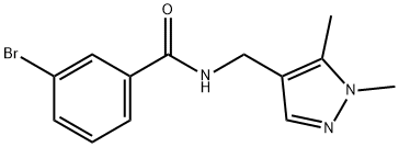 3-bromo-N-[(1,5-dimethyl-1H-pyrazol-4-yl)methyl]benzamide Struktur