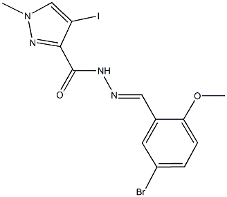 N'-(5-bromo-2-methoxybenzylidene)-4-iodo-1-methyl-1H-pyrazole-3-carbohydrazide Struktur