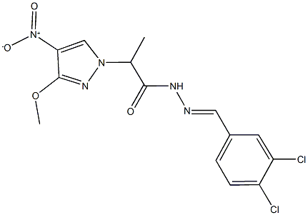 N'-(3,4-dichlorobenzylidene)-2-{4-nitro-3-methoxy-1H-pyrazol-1-yl}propanohydrazide Struktur