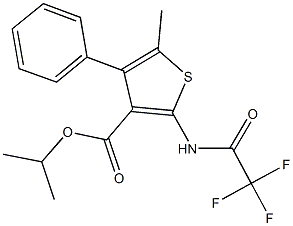 isopropyl 5-methyl-4-phenyl-2-[(trifluoroacetyl)amino]-3-thiophenecarboxylate Struktur