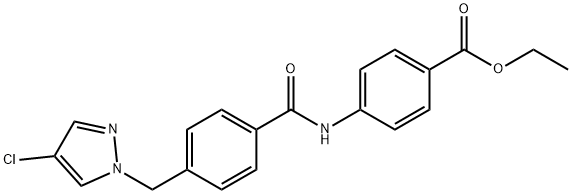 ethyl 4-({4-[(4-chloro-1H-pyrazol-1-yl)methyl]benzoyl}amino)benzoate Struktur