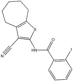 N-(3-cyano-5,6,7,8-tetrahydro-4H-cyclohepta[b]thien-2-yl)-2-iodobenzamide Struktur