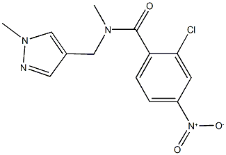 2-chloro-4-nitro-N-methyl-N-[(1-methyl-1H-pyrazol-4-yl)methyl]benzamide Struktur