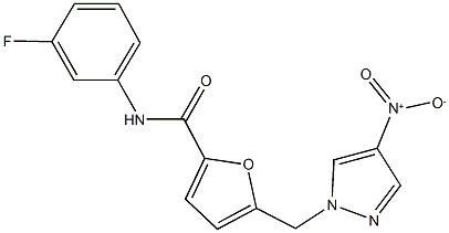 N-(3-fluorophenyl)-5-({4-nitro-1H-pyrazol-1-yl}methyl)-2-furamide Struktur