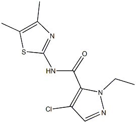 4-chloro-N-(4,5-dimethyl-1,3-thiazol-2-yl)-1-ethyl-1H-pyrazole-5-carboxamide Struktur