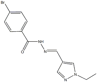 4-bromo-N'-[(1-ethyl-1H-pyrazol-4-yl)methylene]benzohydrazide Struktur