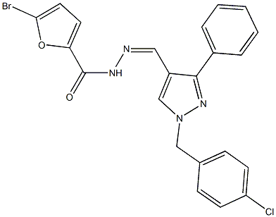 5-bromo-N'-{[1-(4-chlorobenzyl)-3-phenyl-1H-pyrazol-4-yl]methylene}-2-furohydrazide Struktur