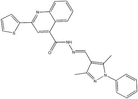 N'-[(3,5-dimethyl-1-phenyl-1H-pyrazol-4-yl)methylene]-2-(2-thienyl)-4-quinolinecarbohydrazide Struktur