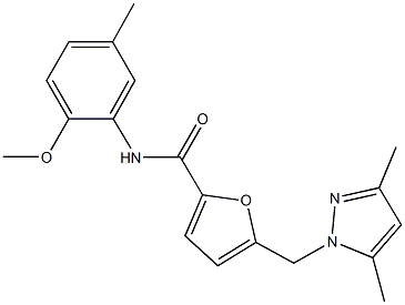 5-[(3,5-dimethyl-1H-pyrazol-1-yl)methyl]-N-(2-methoxy-5-methylphenyl)-2-furamide Struktur