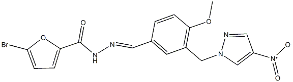 5-bromo-N'-[3-({4-nitro-1H-pyrazol-1-yl}methyl)-4-methoxybenzylidene]-2-furohydrazide Struktur