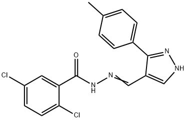 2,5-dichloro-N'-{[3-(4-methylphenyl)-1H-pyrazol-4-yl]methylene}benzohydrazide Struktur