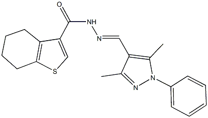 N'-[(3,5-dimethyl-1-phenyl-1H-pyrazol-4-yl)methylene]-4,5,6,7-tetrahydro-1-benzothiophene-3-carbohydrazide Struktur