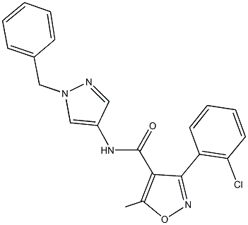 N-(1-benzyl-1H-pyrazol-4-yl)-3-(2-chlorophenyl)-5-methyl-4-isoxazolecarboxamide Struktur