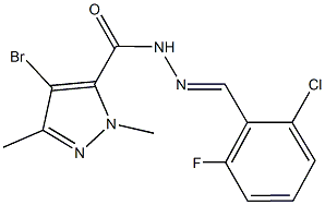 4-bromo-N'-(2-chloro-6-fluorobenzylidene)-1,3-dimethyl-1H-pyrazole-5-carbohydrazide Struktur