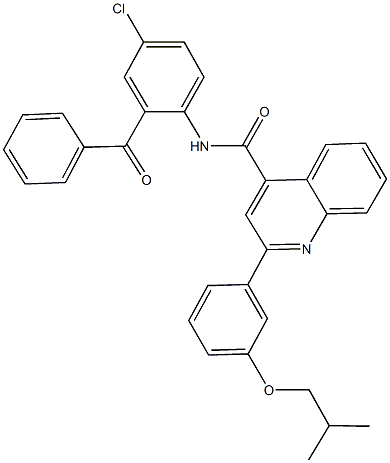 N-(2-benzoyl-4-chlorophenyl)-2-(3-isobutoxyphenyl)-4-quinolinecarboxamide Struktur