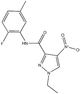 1-ethyl-N-(2-fluoro-5-methylphenyl)-4-nitro-1H-pyrazole-3-carboxamide Struktur