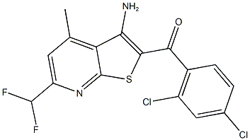 [3-amino-6-(difluoromethyl)-4-methylthieno[2,3-b]pyridin-2-yl](2,4-dichlorophenyl)methanone Struktur