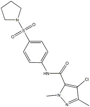 4-chloro-1,3-dimethyl-N-[4-(1-pyrrolidinylsulfonyl)phenyl]-1H-pyrazole-5-carboxamide Struktur