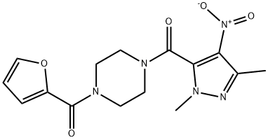 1-(2-furoyl)-4-({4-nitro-1,3-dimethyl-1H-pyrazol-5-yl}carbonyl)piperazine Struktur