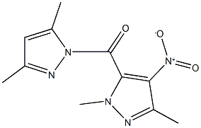 5-[(3,5-dimethyl-1H-pyrazol-1-yl)carbonyl]-4-nitro-1,3-dimethyl-1H-pyrazole Struktur