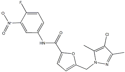 5-[(4-chloro-3,5-dimethyl-1H-pyrazol-1-yl)methyl]-N-{4-fluoro-3-nitrophenyl}-2-furamide Struktur