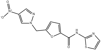 5-({4-nitro-1H-pyrazol-1-yl}methyl)-N-(1,3-thiazol-2-yl)-2-furamide Struktur