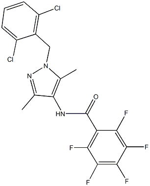 N-[1-(2,6-dichlorobenzyl)-3,5-dimethyl-1H-pyrazol-4-yl]-2,3,4,5,6-pentafluorobenzamide Struktur