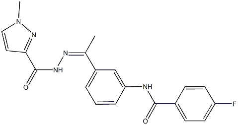 4-fluoro-N-(3-{N-[(1-methyl-1H-pyrazol-3-yl)carbonyl]ethanehydrazonoyl}phenyl)benzamide Struktur