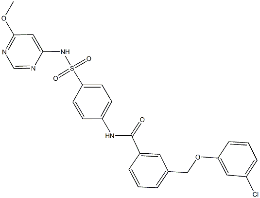 3-[(3-chlorophenoxy)methyl]-N-(4-{[(6-methoxy-4-pyrimidinyl)amino]sulfonyl}phenyl)benzamide Struktur