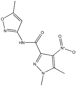 4-nitro-1,5-dimethyl-N-(5-methyl-3-isoxazolyl)-1H-pyrazole-3-carboxamide Struktur