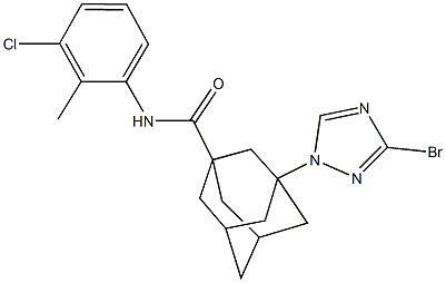 3-(3-bromo-1H-1,2,4-triazol-1-yl)-N-(3-chloro-2-methylphenyl)-1-adamantanecarboxamide Struktur