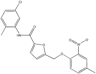 N-(5-chloro-2-methylphenyl)-5-({2-nitro-4-methylphenoxy}methyl)-2-furamide Struktur