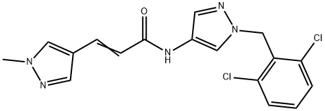 N-[1-(2,6-dichlorobenzyl)-1H-pyrazol-4-yl]-3-(1-methyl-1H-pyrazol-4-yl)acrylamide Struktur