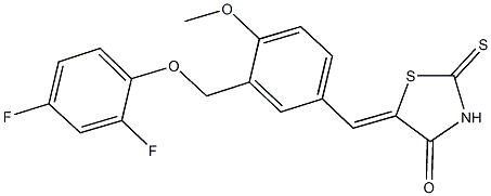 5-{3-[(2,4-difluorophenoxy)methyl]-4-methoxybenzylidene}-2-thioxo-1,3-thiazolidin-4-one Struktur