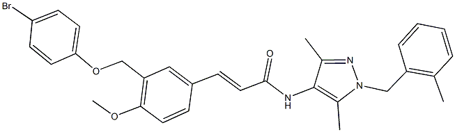 3-{3-[(4-bromophenoxy)methyl]-4-methoxyphenyl}-N-[3,5-dimethyl-1-(2-methylbenzyl)-1H-pyrazol-4-yl]acrylamide Struktur