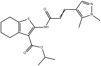 isopropyl 2-{[3-(1,5-dimethyl-1H-pyrazol-4-yl)acryloyl]amino}-4,5,6,7-tetrahydro-1-benzothiophene-3-carboxylate Struktur