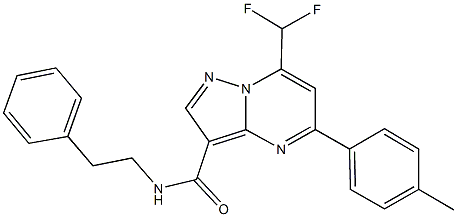 7-(difluoromethyl)-5-(4-methylphenyl)-N-(2-phenylethyl)pyrazolo[1,5-a]pyrimidine-3-carboxamide Struktur