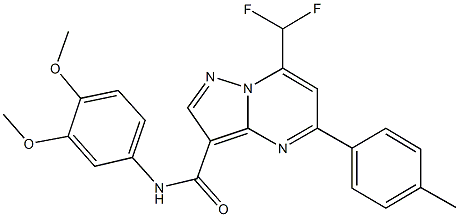 7-(difluoromethyl)-N-(3,4-dimethoxyphenyl)-5-(4-methylphenyl)pyrazolo[1,5-a]pyrimidine-3-carboxamide Struktur